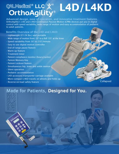 OrthoAgility L4D/L4KD Knee/Hip/Ankle CPM Specification Brochure