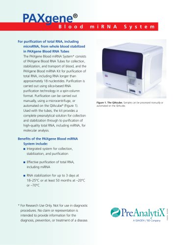 PAXgene Blood miRNA Kit Brochure